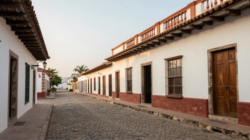 Calle histórica con arquitectura colonial
