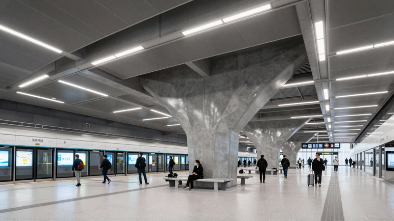 Estación moderna, líneas limpias y acero