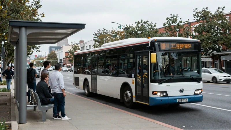 Autobús urbano moderno bajo luz gris