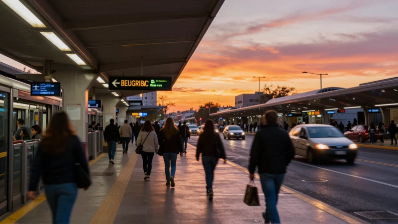 Atardecer urbano vibrante y concurrido