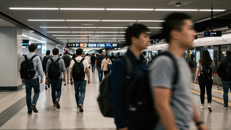 Estación de metro, gente, luz, realismo