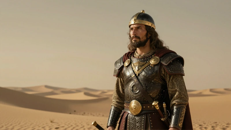 Retrato épico en paisaje desértico y cálido