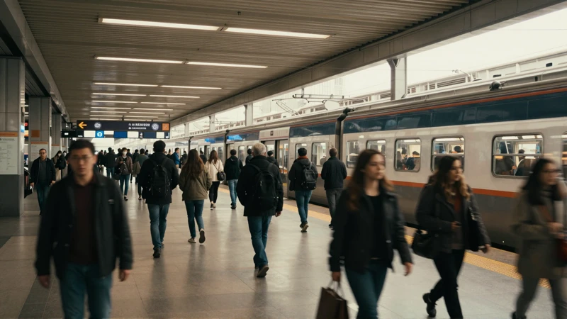 Estación de metro con movimiento cinematográfico