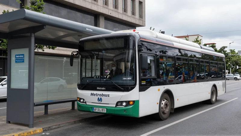 Reflejos urbanos en una parada de autobús