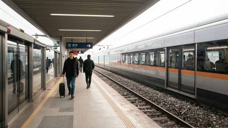 Mañana en andén, gente esperando