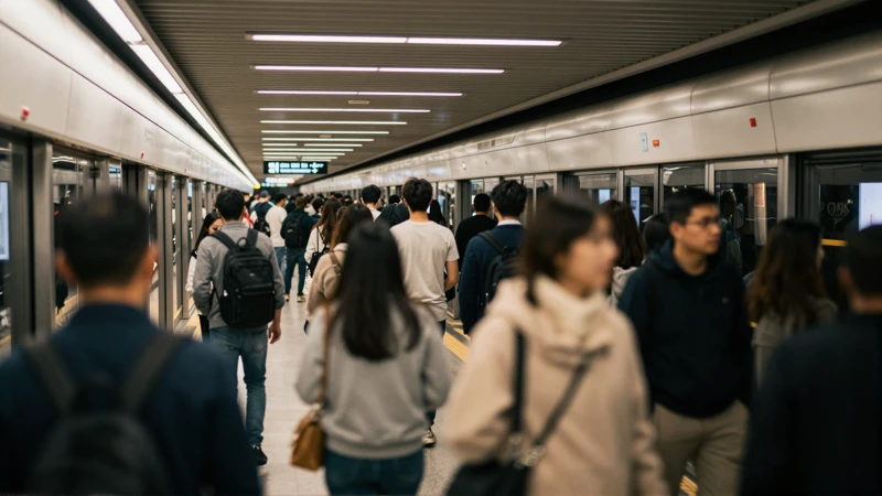 Estación de metro, ambiente cálido y cinematográfico