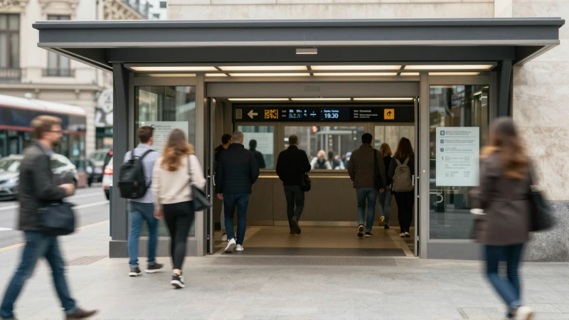 Estación de metro, gente, luz urbana