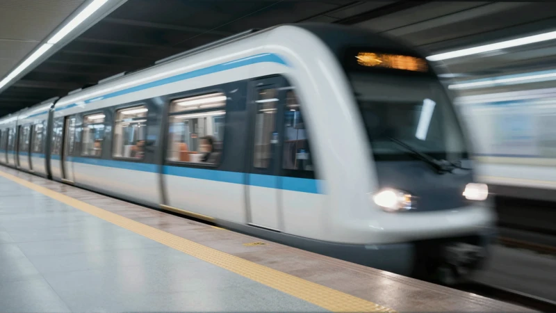 Tren moderno, líneas limpias, ambiente fresco