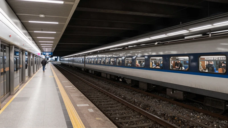 Estación de metro, realista y amplia