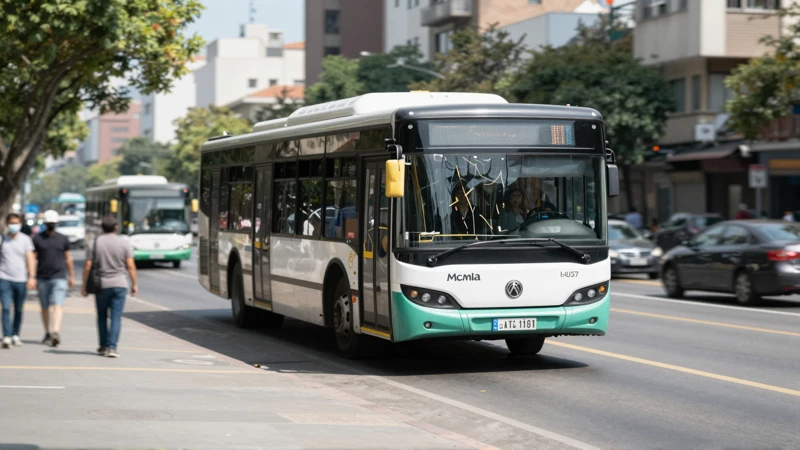 Metrobús en una escena urbana vibrante