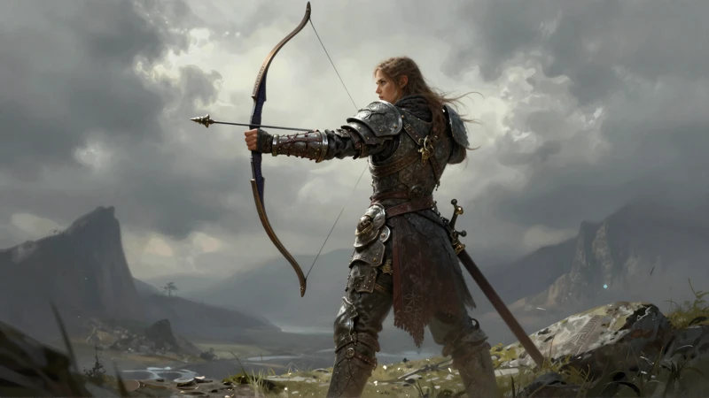 Guerreros fantásticos en un paisaje detallado