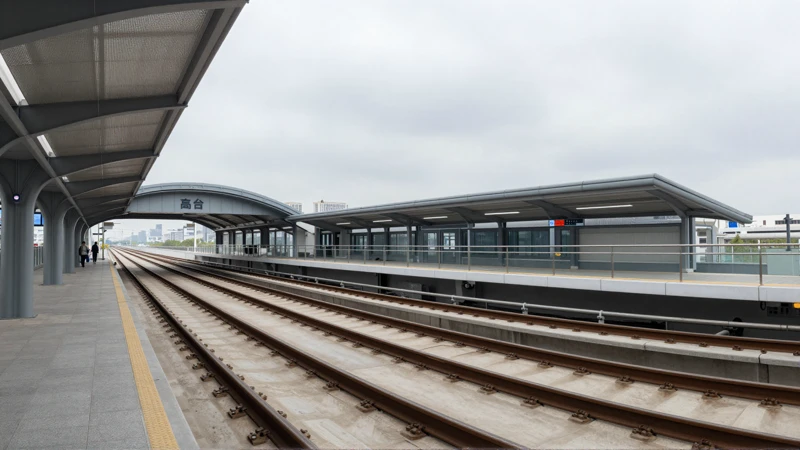 Estación subterránea moderna bajo cielo nublado