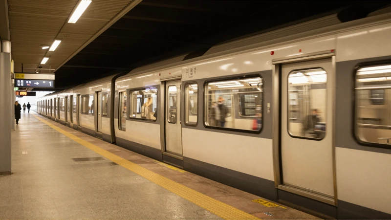 Tren llegando a andén, luz cálida