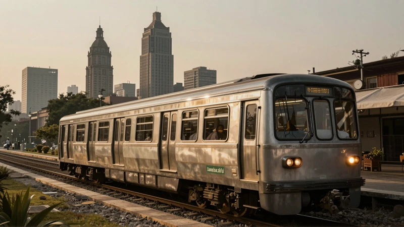 Tren antiguo, horizonte de la Ciudad de México
