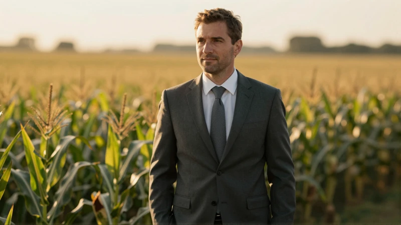 Hombre de traje, campo, luz dorada