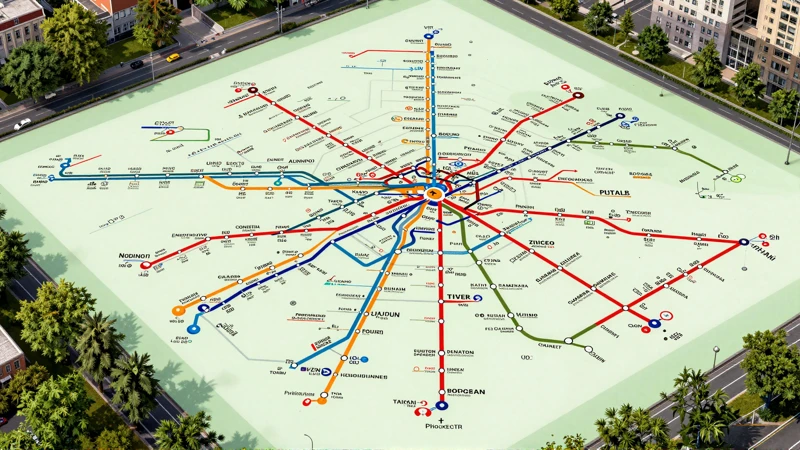 Mapa del metro, vista aerea colorida